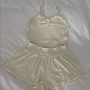 Butter Yellow Lettuce Trim Pajama Set